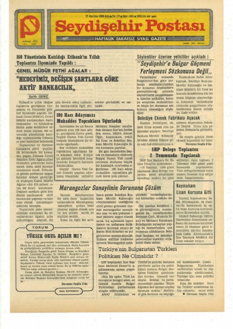 Yüksek Okul Açılır mı? - Seydişehir Postası I 1989