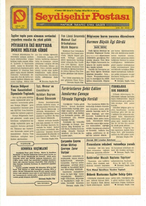 Sendika Seçimleri - Seydişehir Postası I 1989