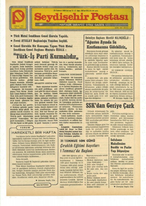 Hareketli Bir Hafta - Seydişehir Postası I 1989