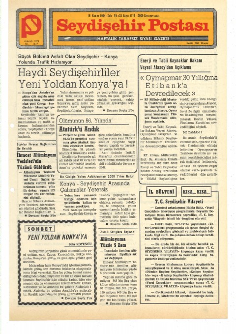 Yolun Konya Tarafı - Seydişehir Postası I 1994