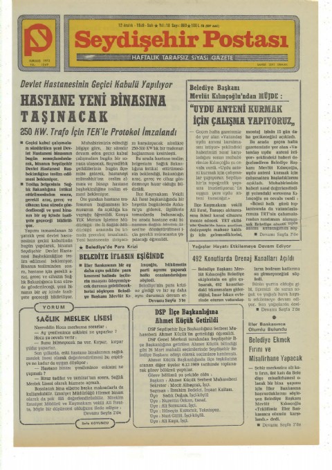 Sağlık Meslek Lisesi - Seydişehir Postası I 1989