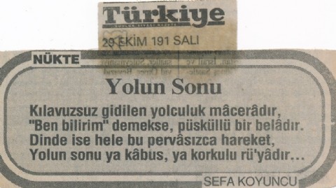 YOLUN SONU