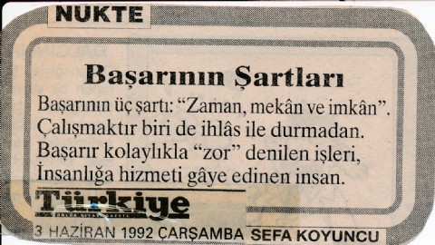 BAŞARININ ŞARTLARI