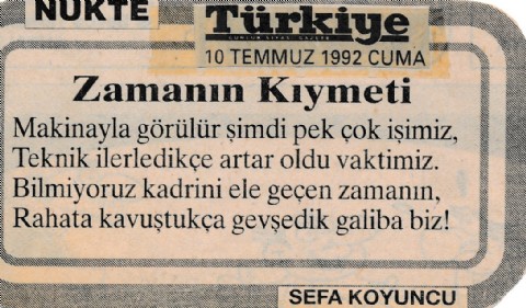 ZAMANIN KIYMETİ