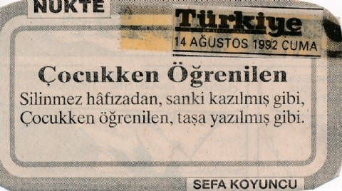 ÇOCUKKEN ÖĞRENİLEN