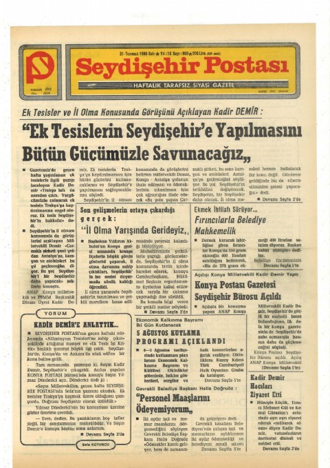 Kadir Demir’e Anlattık - Seydişehir Postası I 1990