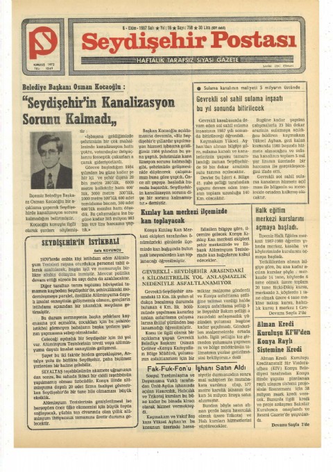 Seydişehir’in İstikbali - Seydişehir Postası I 1987