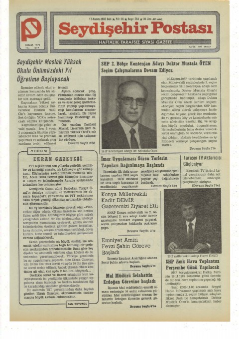 Ekran Gazetesi - Seydişehir Postası I 1987