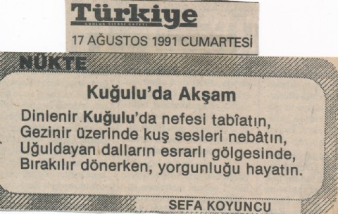 KUĞULU’DA AKŞAM - 17 AĞUSTOS 1991