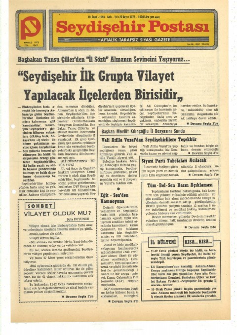Vilayet Olduk mu? - Seydişehir Postası I 1994
