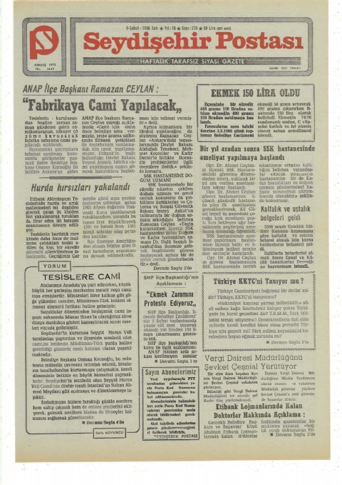 Tesislere Cami - Seydişehir Postası I 1988