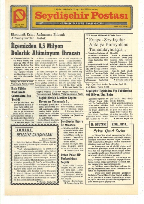 Belediye Çalışmaları - Seydişehir Postası I 1994