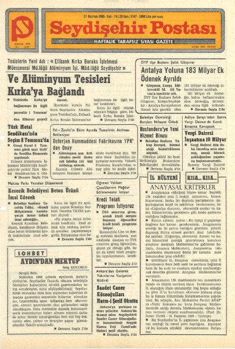 Aydın’dan Mektup - Seydişehir Postası I 1995