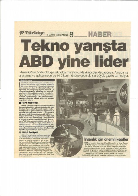 Tekno Yarışta ABD Yine Lider - Türkiye Gazetesi I 2005