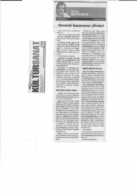 Osmanlının Başarısının Şifreleri - Türkiye Gazetesi I 2011