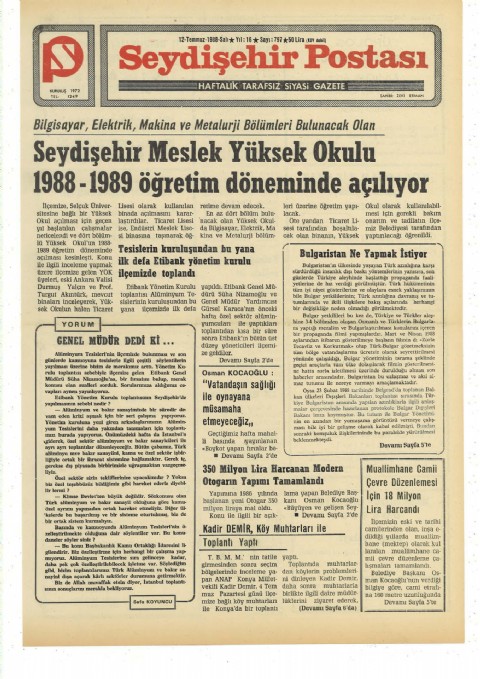 Genel Müdür Dedi ki…. - Seydişehir Postası I 1988