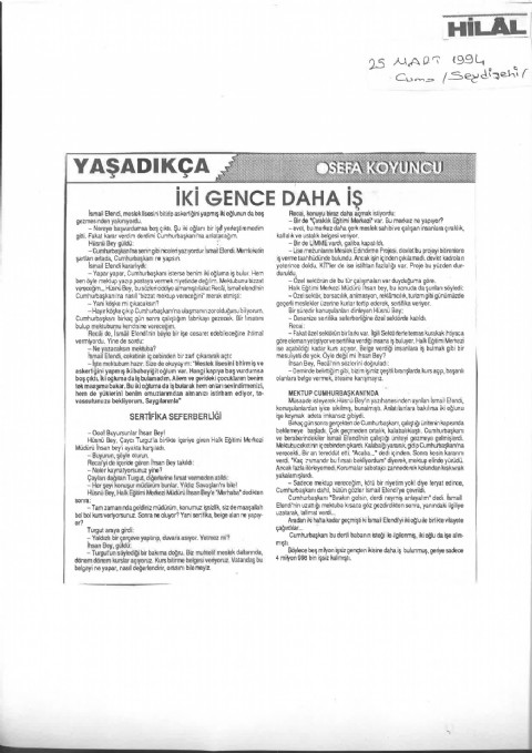 İKİ GENCE DAHA İŞ