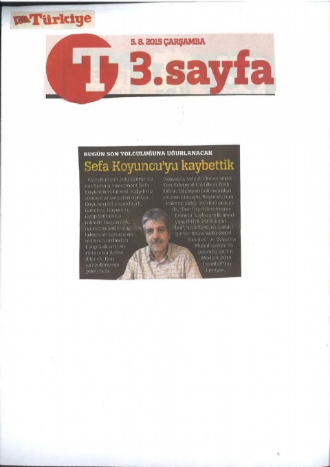 Vefat Haberi - Türkiye Gazetesi I 05.08.2015
