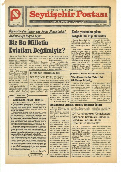 Arıtma’da Proje Arayışı - Seydişehir Postası I 1988