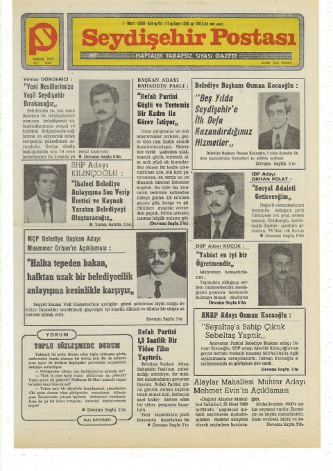 Toplu Sözleşmede Durum - Seydişehir Postası I 1989
