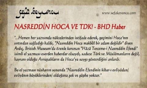 NASREDDİN HOCA VE TDK! - BHD Haber